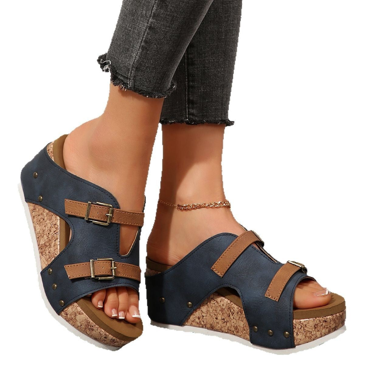 chaussures compensées à bout ouvert pour femme