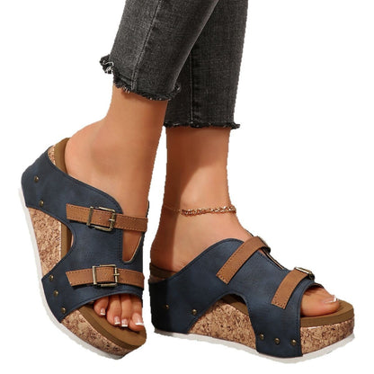 chaussures compensées à bout ouvert pour femme