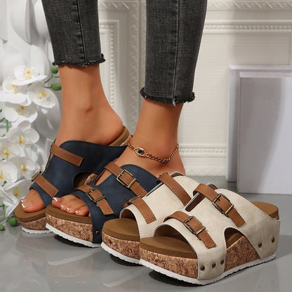 chaussures compensées à bout ouvert pour femme